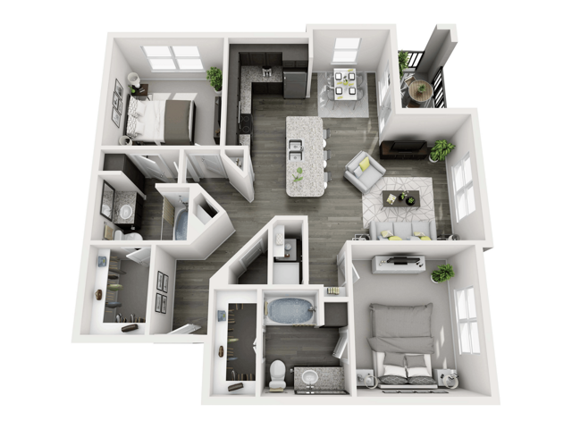 2 Bed, 2 Bath 4-4203 floor plan